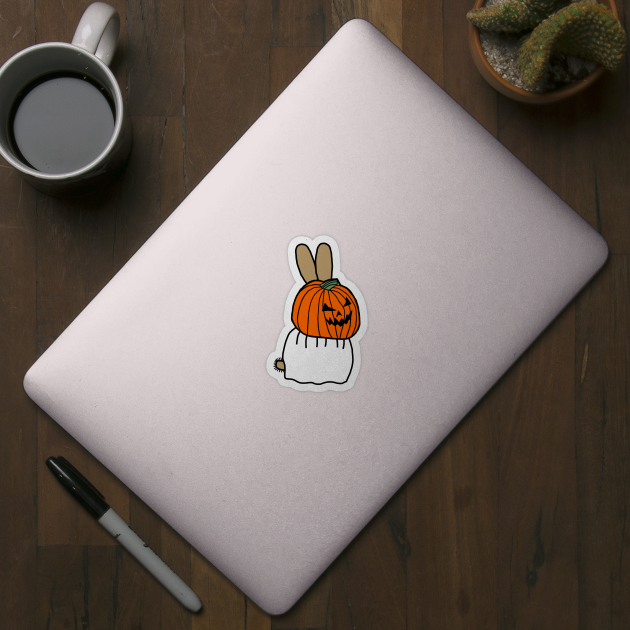 Cute Bunny Rabbit Wearing Halloween Horror Costume by ellenhenryart